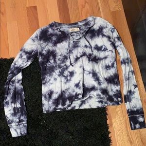 Lace up tie die long sleeve